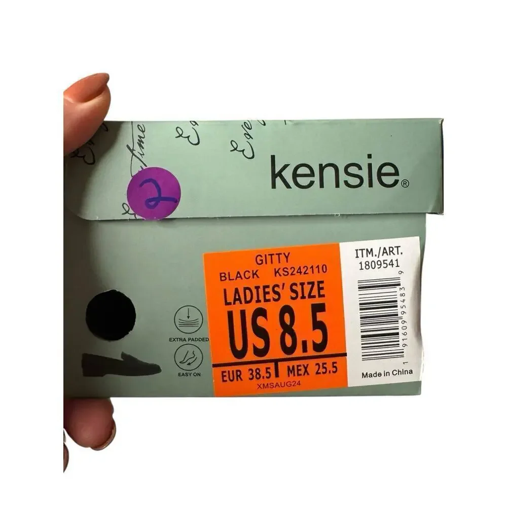 Kensie NEW Gitty Penny Loafer Shoes Women 8.5 Black Padded Footbed Vegan
